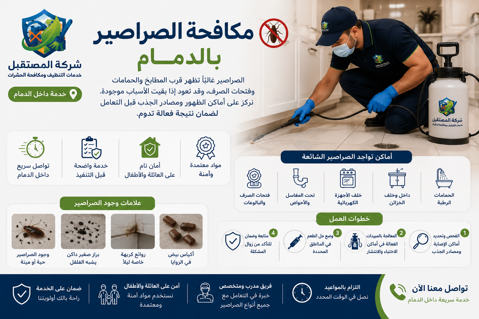 مكافحة الصراصير بالدمام